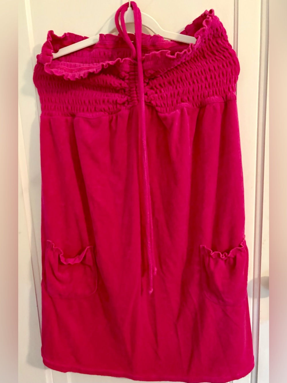 Bright Fuchsia Strapless Terrycloth Sundress | 29” | size L